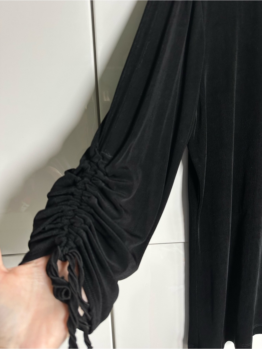 Chicos Travelers Pullover Blouse 3/4 Scrunch Sleeves Black Size 3 (XL) Easy Care - Picture 3 of 7